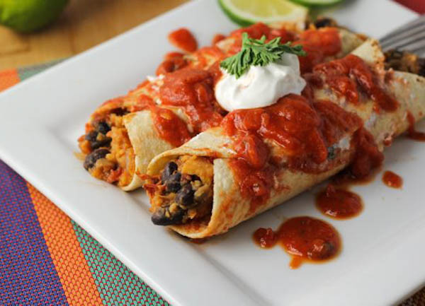 Sweet Potato And Black Bean Enchiladas
 Sweet Potatoes and Black Bean Enchiladas