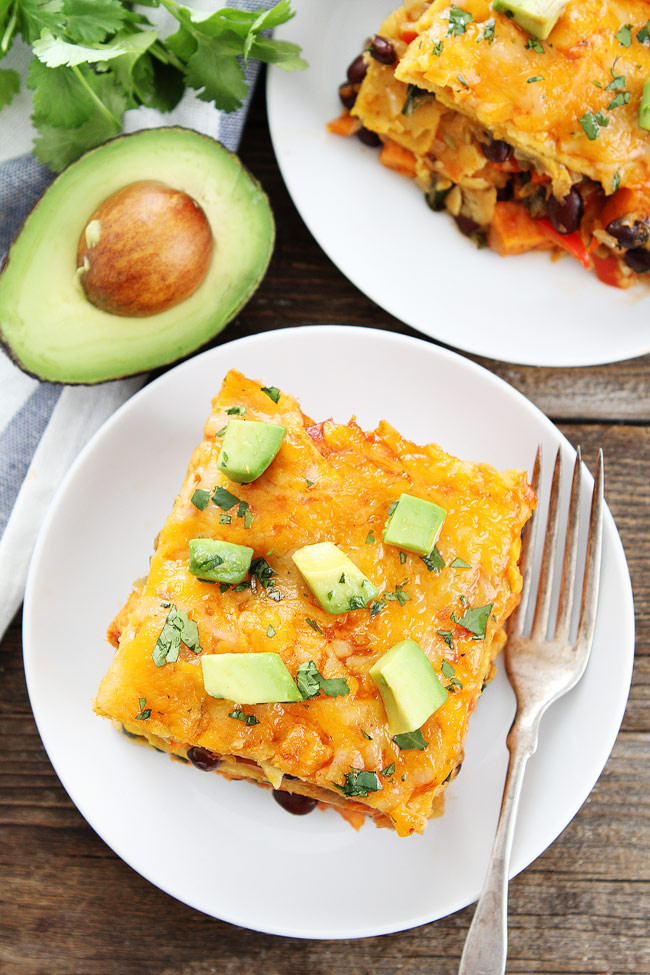 Sweet Potato And Black Bean Enchiladas
 Stacked Sweet Potato and Black Bean Enchiladas