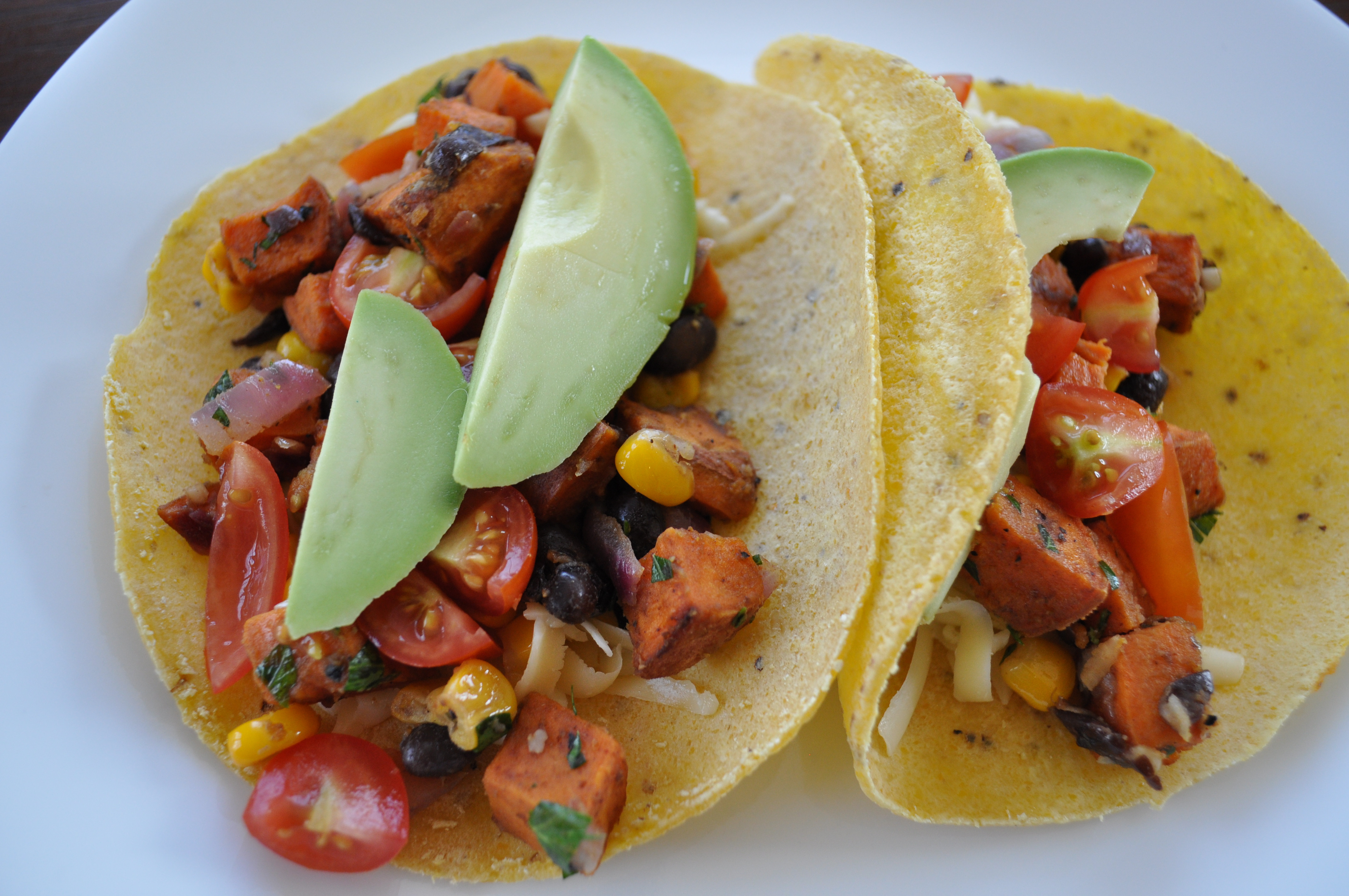 Sweet Potato And Black Bean Tacos
 Sweet Potato Tacos with Black Beans and Corn