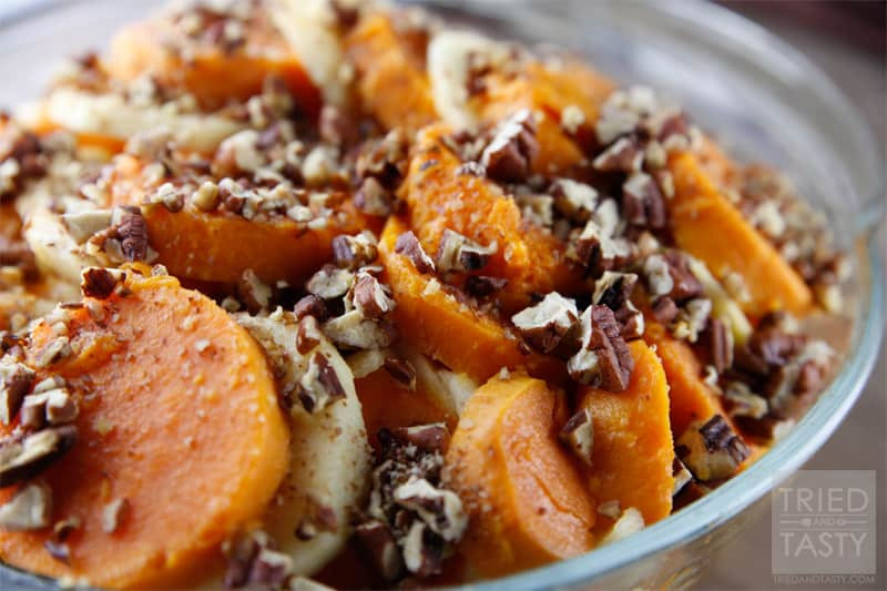 Sweet Potato Apple Cassarole
 Honey Glazed Apple & Sweet Potato Casserole