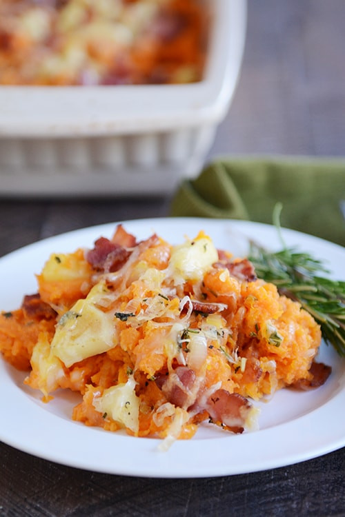 Sweet Potato Apple Cassarole
 Stuffed Apple and Bacon Sweet Potato Casserole