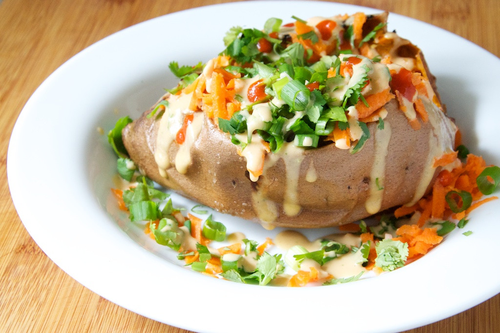 Sweet Potato Baked
 Thai Style Loaded Baked Sweet Potatoes