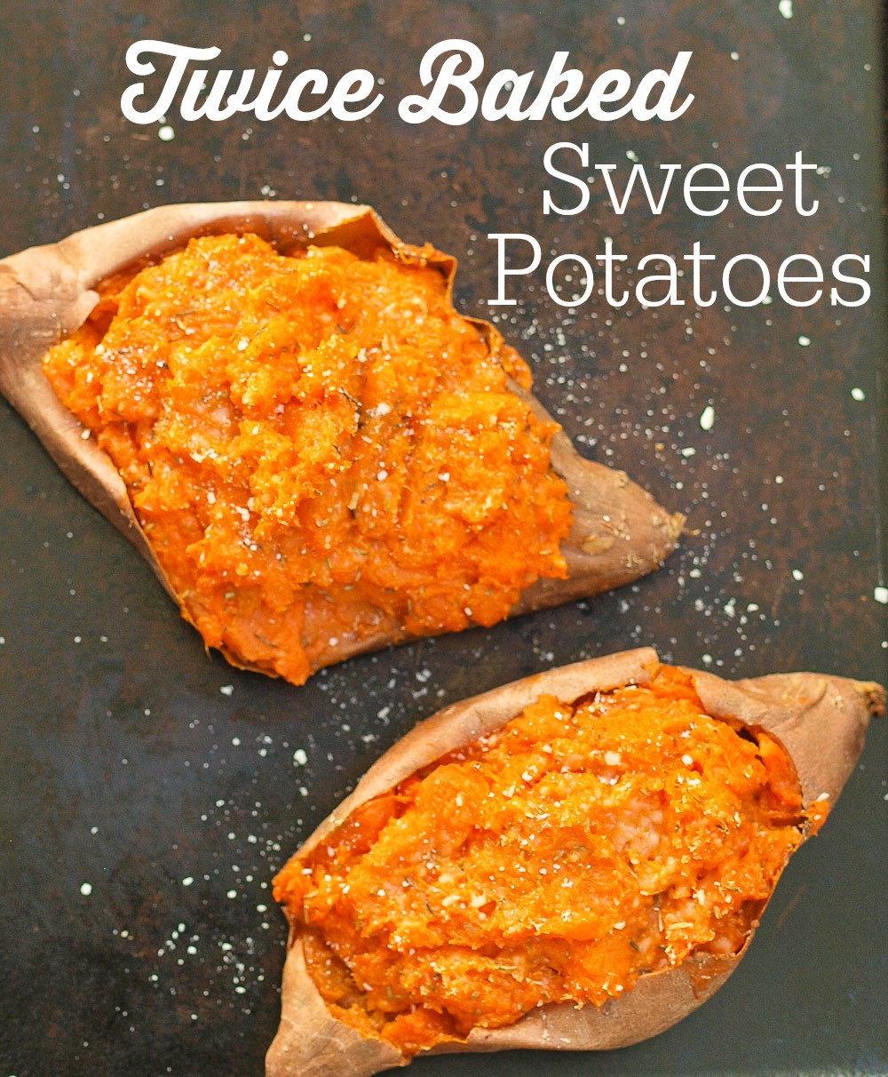 Sweet Potato Baked
 Rosemary and thyme twice baked sweet potatoes Happy