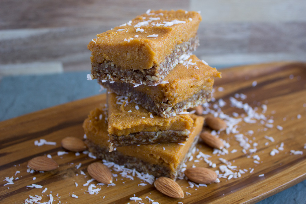 Sweet Potato Bars
 No Bake Sweet Potato Bars with Raw Gingerbread Crust