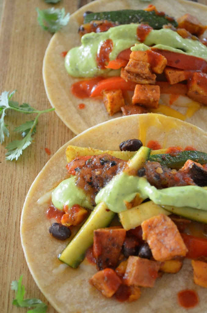 Sweet Potato Black Bean Tacos
 Sweet Potato Black Bean Tacos & Avocado Cream