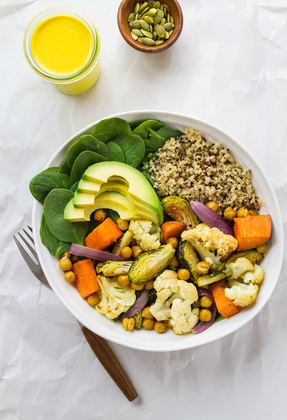 Sweet Potato Bowl
 ROASTED CAULIFLOWER & SWEET POTATO NOURISH BOWL TURMERIC