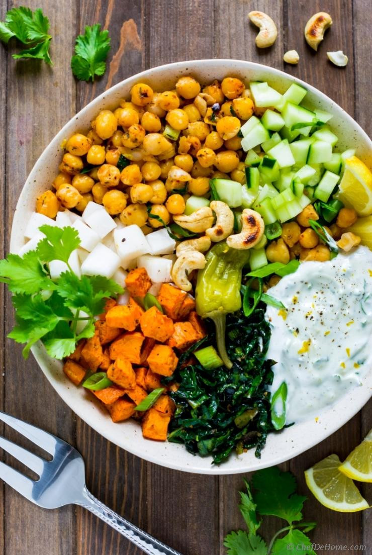 Sweet Potato Bowl
 Spicy Chickpeas and Sweet Potato Salad Bowl Recipe