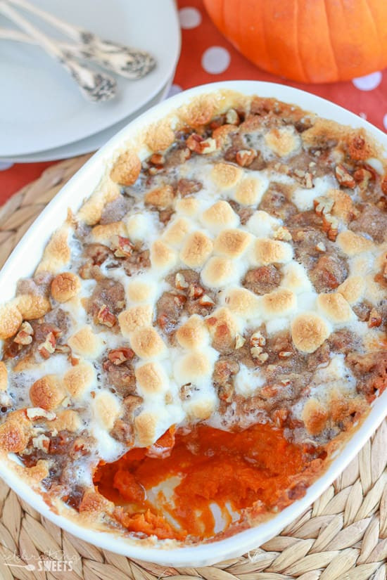 Sweet Potato Casserole With Marshmallows And Pecans
 Sweet Potatoes with Marshmallow Streusel