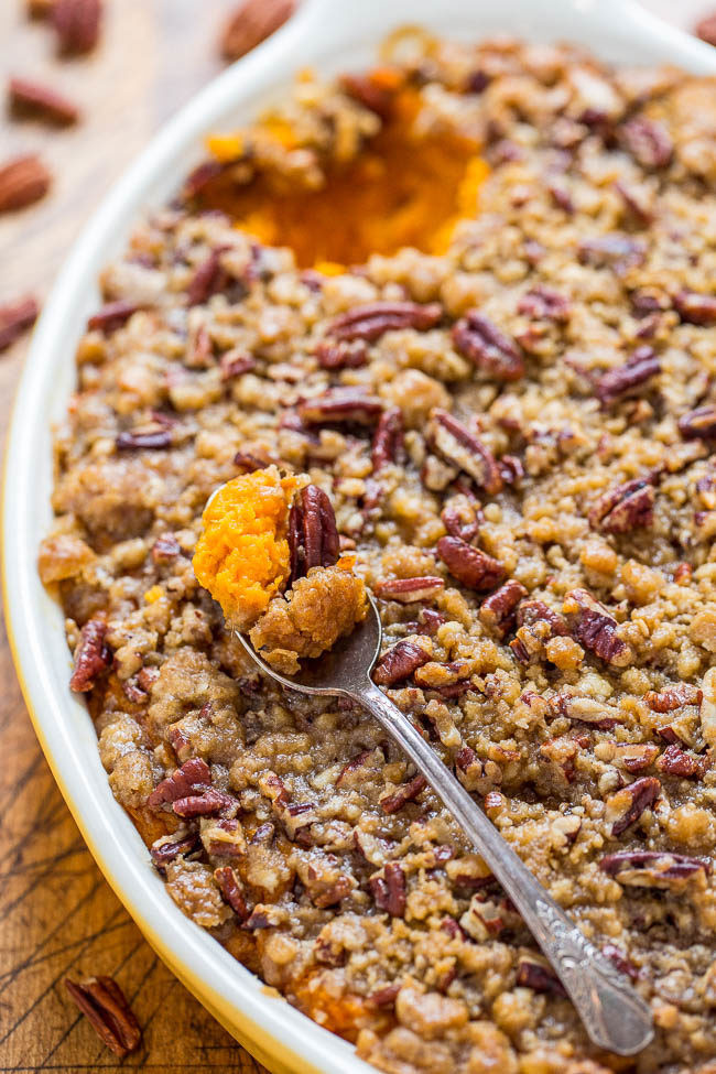 Sweet Potato Casserole With Pecans
 Sweet Potato Casserole with Butter Pecan Crumble Topping