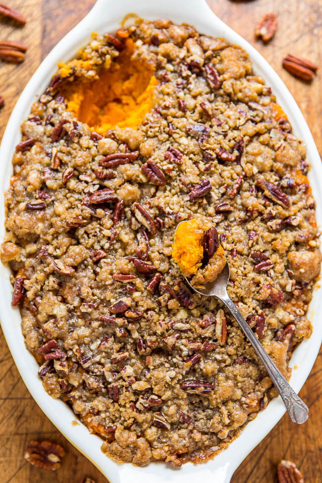 Sweet Potato Casserole With Pecans
 Sweet Potato Casserole with Butter Pecan Crumble Topping