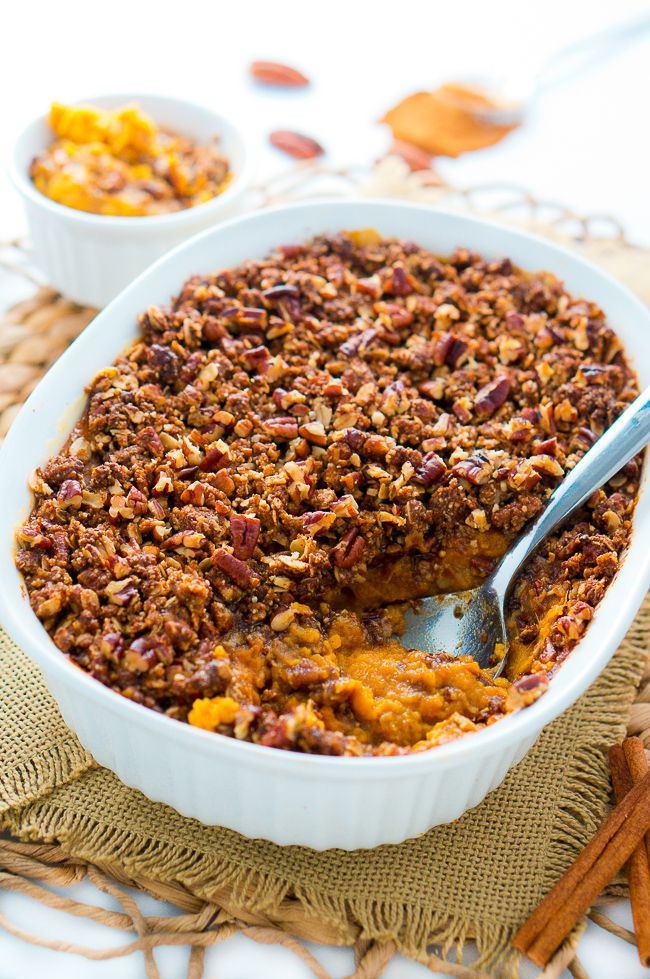 Sweet Potato Casserole With Pecans
 Healthy Sweet Potato Casserole with Pecan Topping