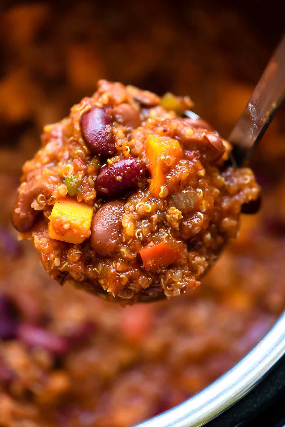 Sweet Potato Chili
 Slow Cooker Turkey Sweet Potato Chili with Quinoa