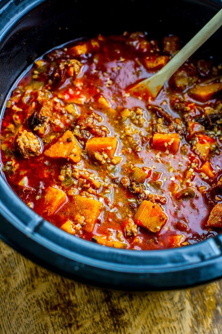 Sweet Potato Chili
 Crock Pot Sweet Potato Chipotle Chili Paleo Cotter Crunch