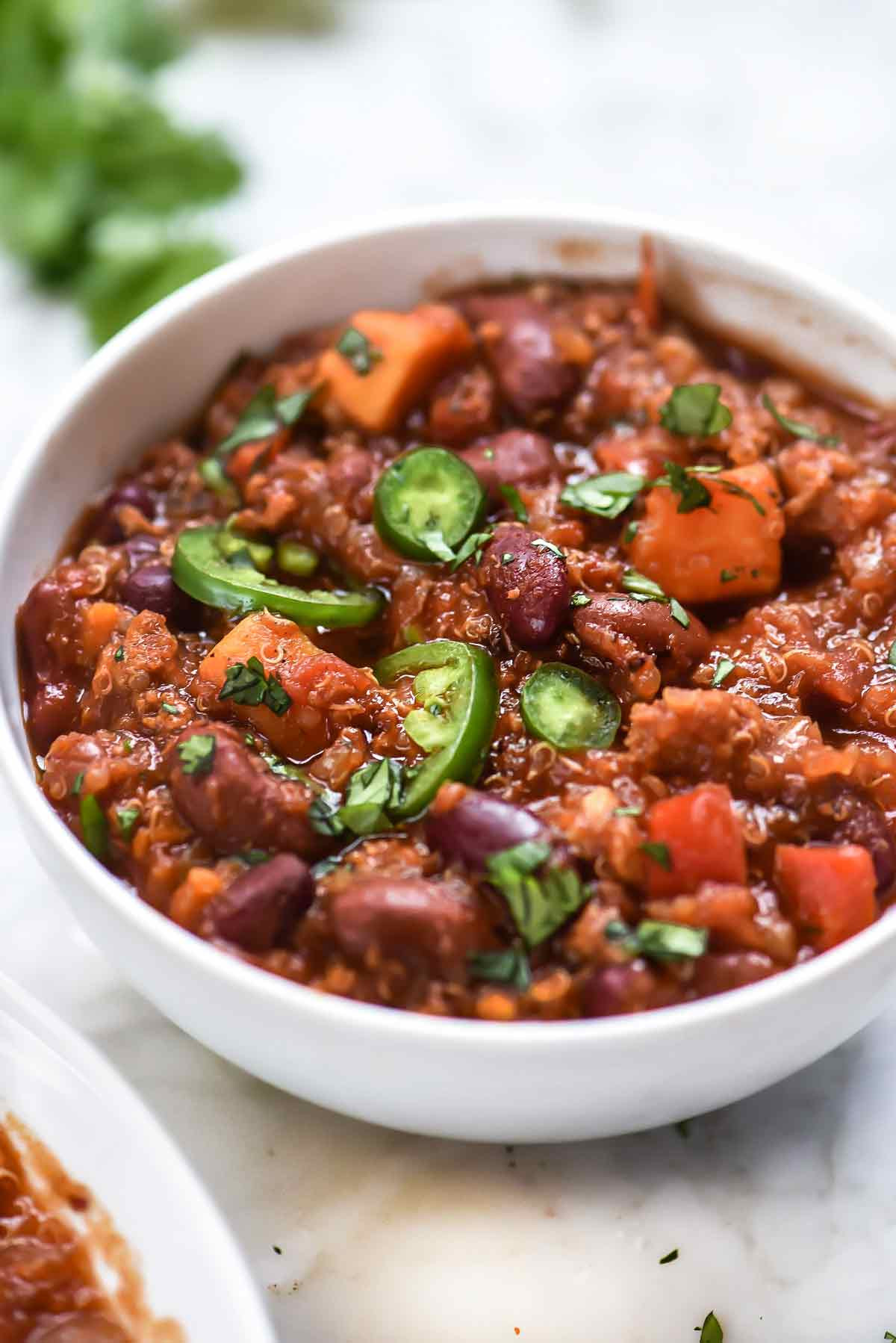 Sweet Potato Chili
 Slow Cooker Turkey Sweet Potato Chili with Quinoa