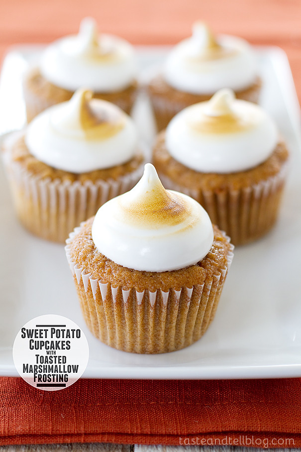 Sweet Potato Cupcakes
 Sweet Potato Cupcakes with Toasted Marshmallow Frosting