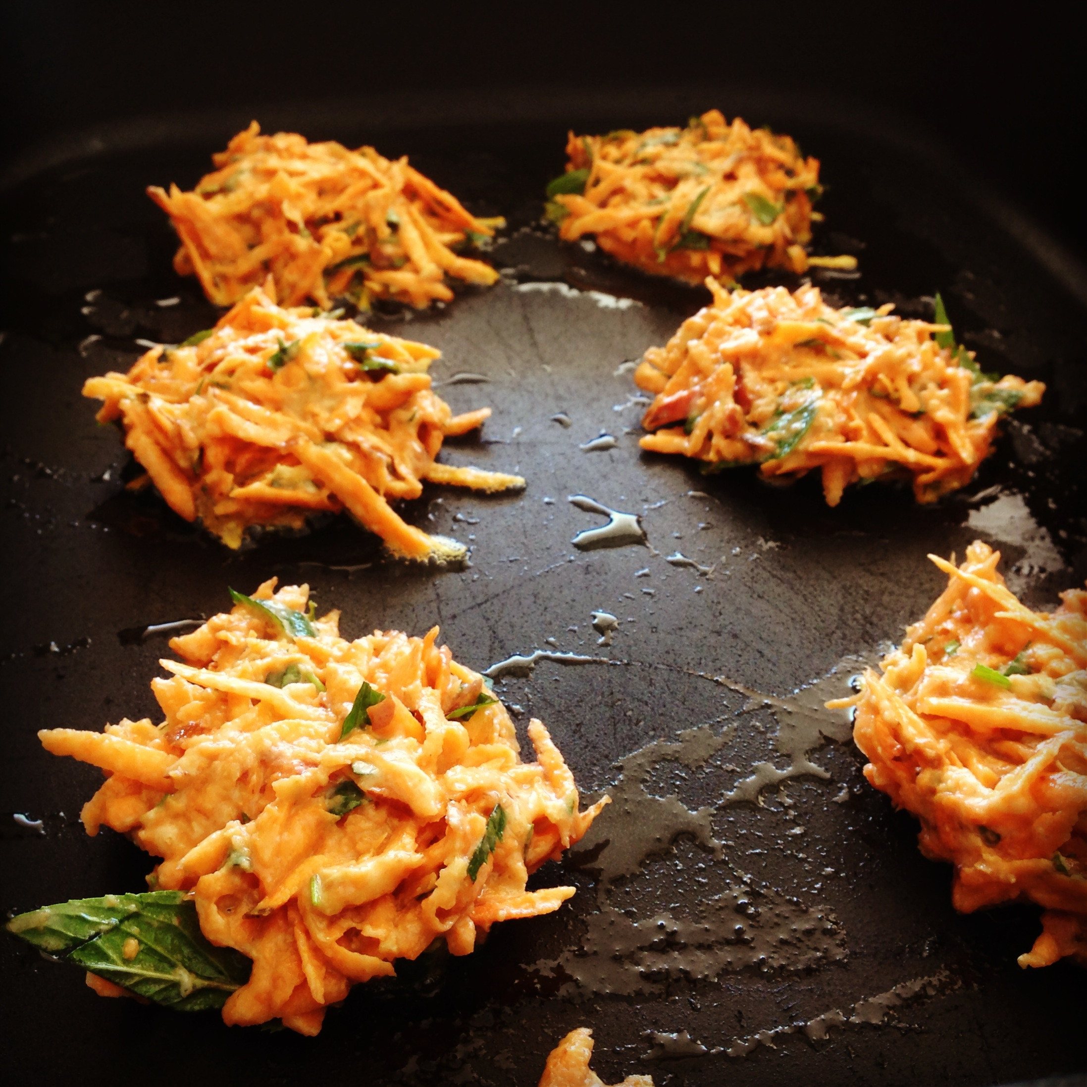 Sweet Potato Fritters
 sweet potato fritters w’ avocado salsa