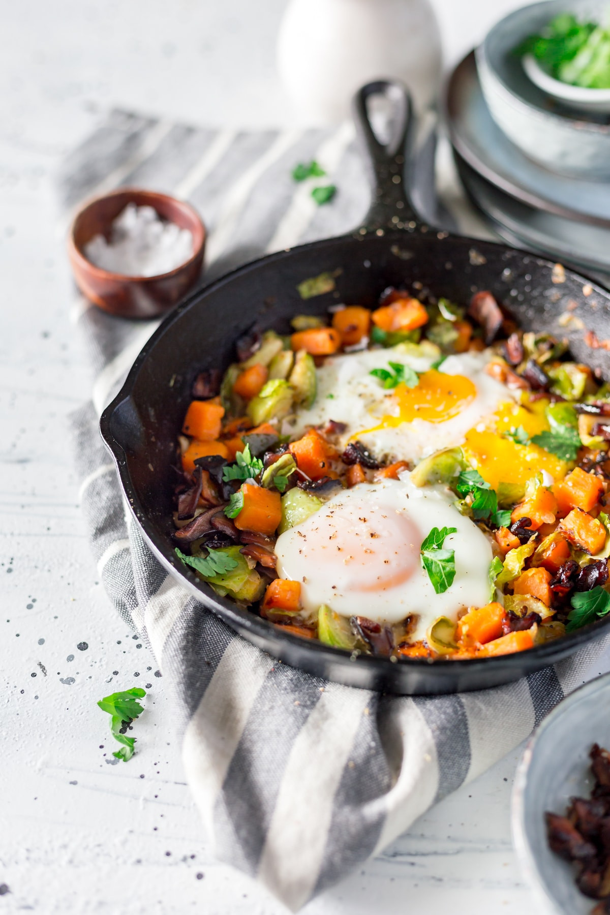 Sweet Potato Hash Paleo
 Paleo Sweet Potato Hash with Brussels Sprouts and Shiitake