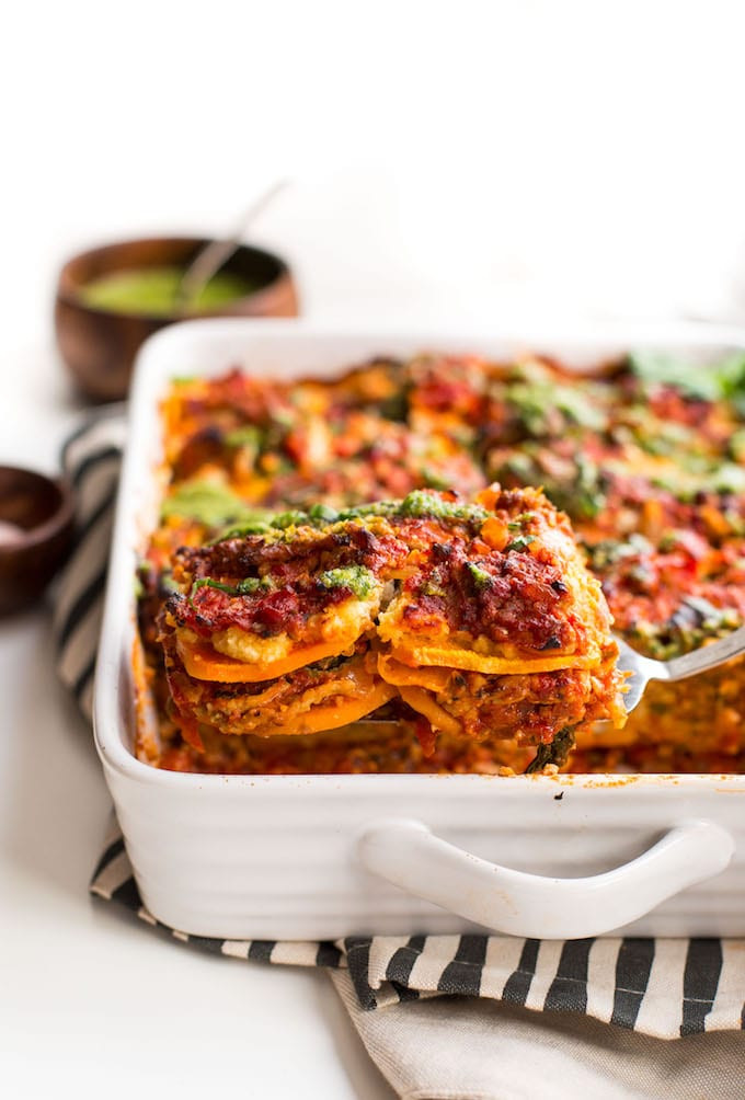 Sweet Potato Lasagna
 Paleo Sweet Potato Lasagna with Almond Ricotta & Basil