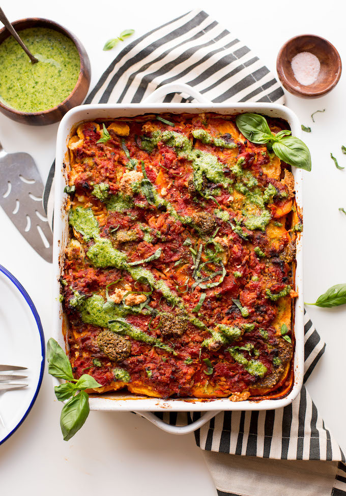 Sweet Potato Lasagna
 Paleo Sweet Potato Lasagna with Almond Ricotta & Basil