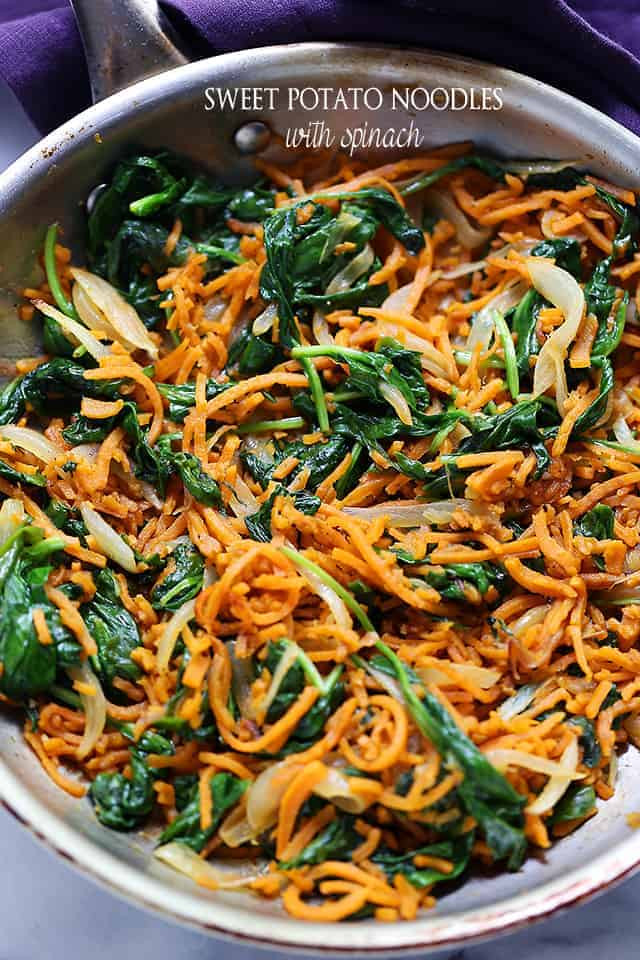 Sweet Potato Noodles
 Sweet Potato Noodles with Spinach Recipe