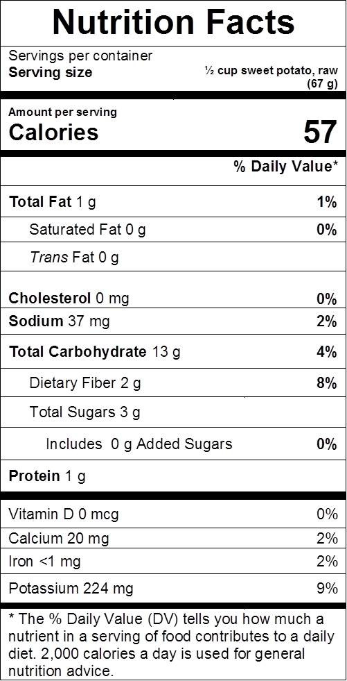 Sweet Potato Nutrition Information
 Sweet Potatoes and Yams