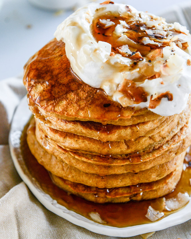 Sweet Potato Pancakes
 Sweet Potato Pancakes with Coconut Whipped Cream