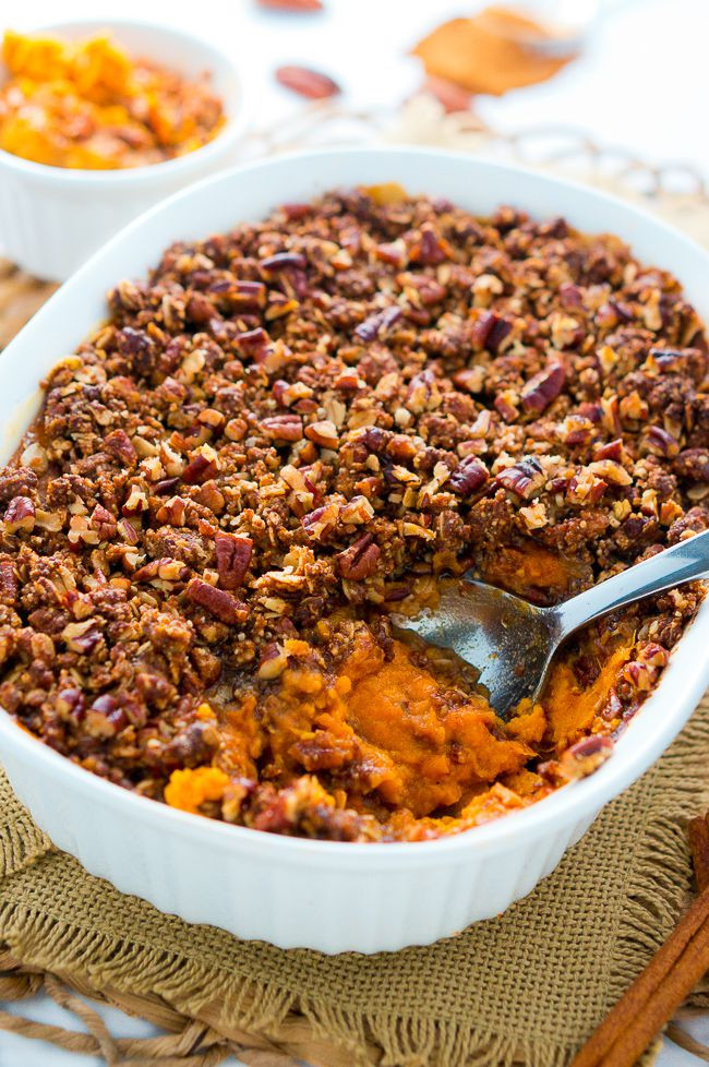 Sweet Potato Toppings
 Healthy Sweet Potato Casserole with Pecan Topping