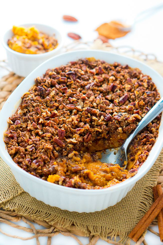 Sweet Potato Toppings
 Healthy Sweet Potato Casserole with Pecan Topping