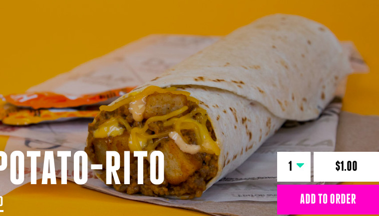 Taco Bell Potato Rito
 Taco Bell s Beefy Potato rito is only $1 Fast Food Geek