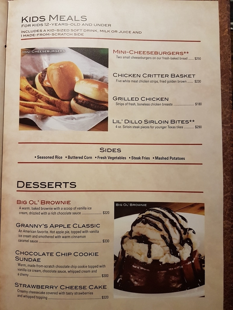 Texas Roadhouse Dessert Menu
 texas roadhouse menu pdf