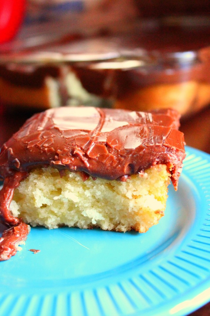 Texas Sheet Cake Frosting
 White Texas Sheet Cake with Chocolate Fudge Frosting