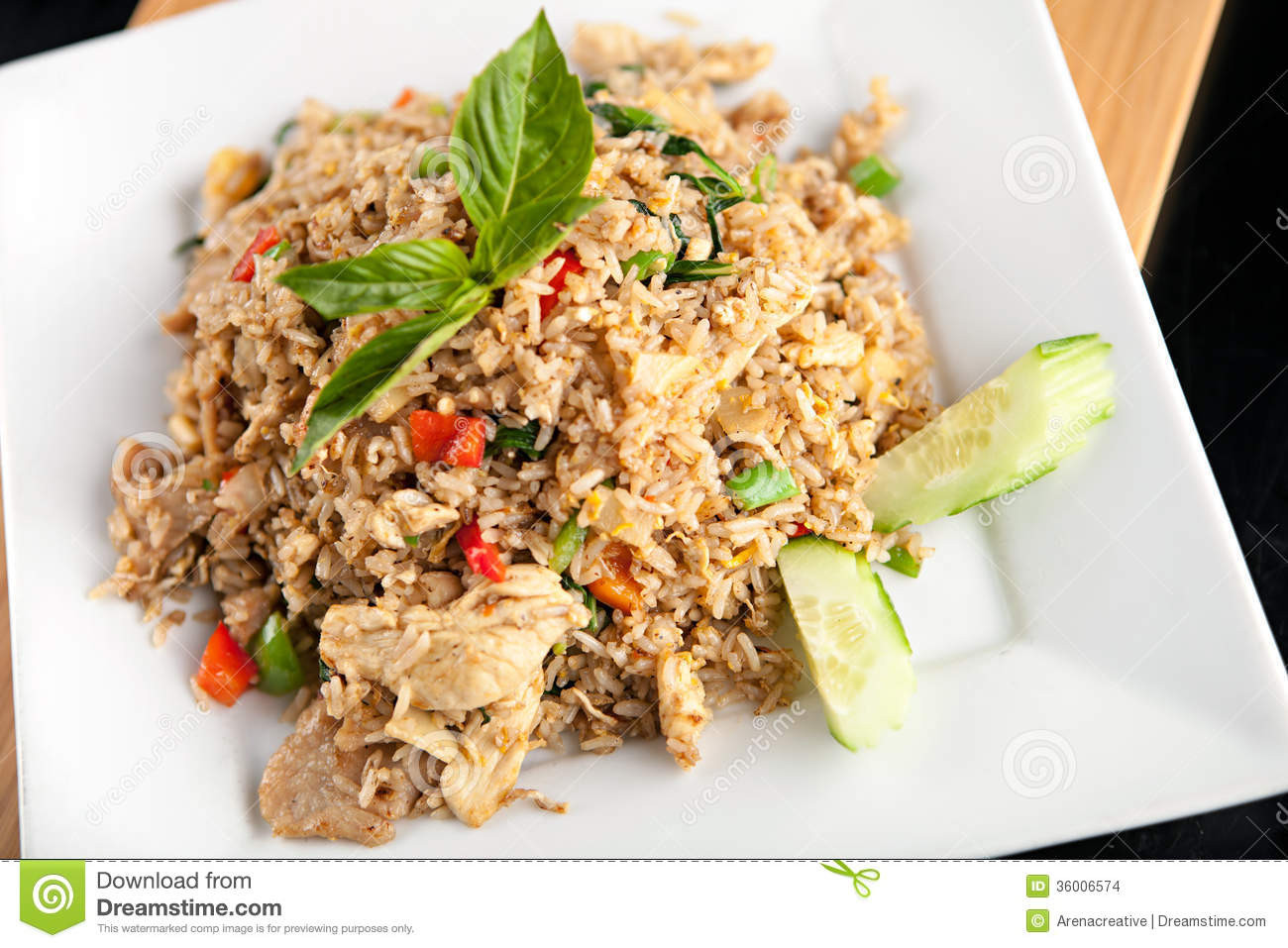 Thai Chicken Fried Rice
 Thai Fried Rice With Chicken Stock Image