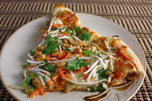 Thai Chicken Pizza
 Thai Chicken Pizza with Spicy Peanut Sauce on Closet Cooking