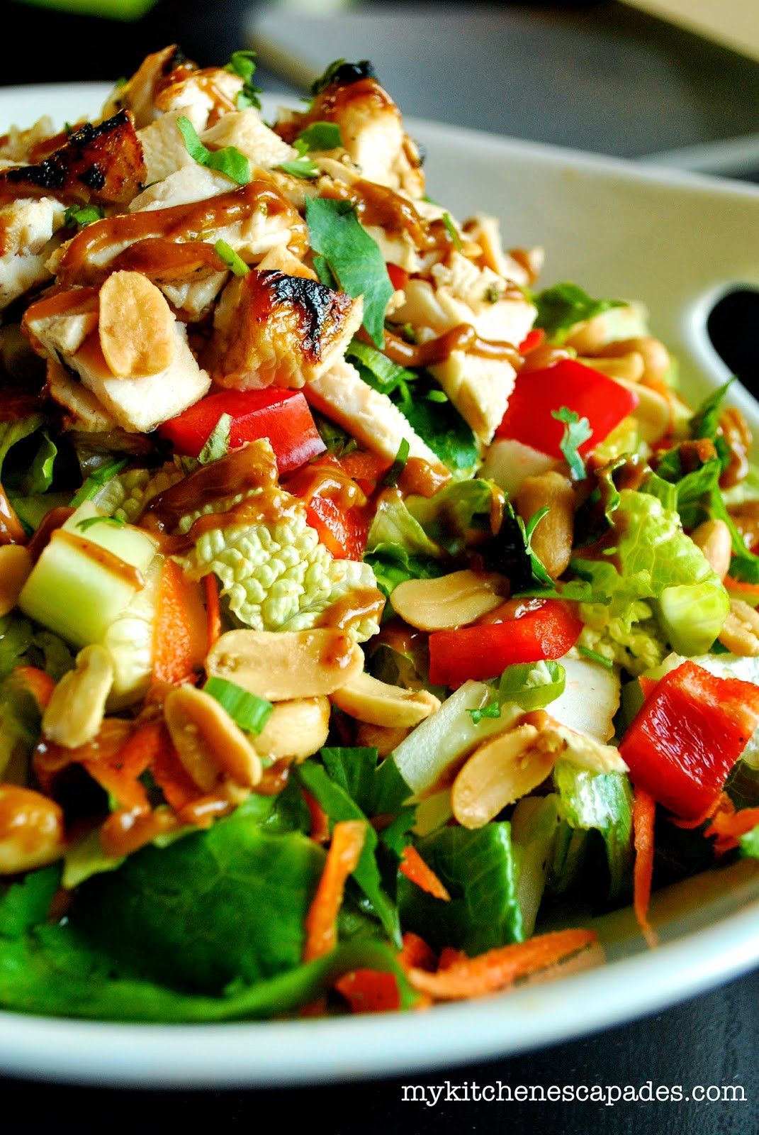 Thai Chicken Salad
 Healthy Thai Chicken Salad with Spicy Thai Peanut Sauce
