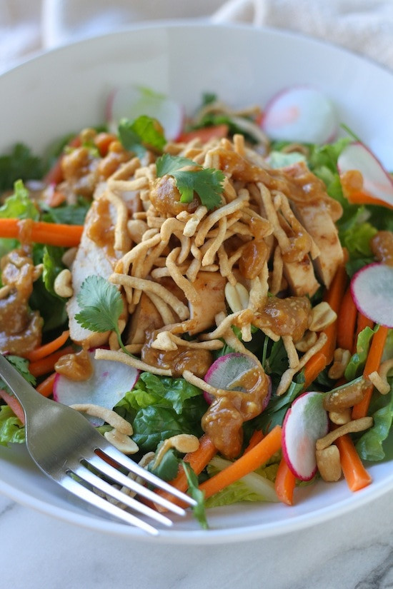 Thai Chicken Salad
 Crunchy Thai Chicken Salad with Peanut Dressing