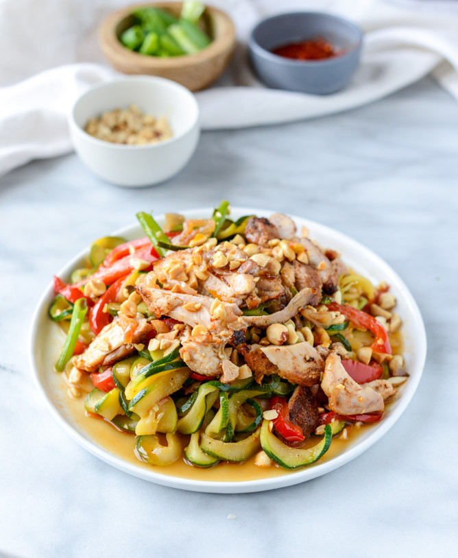 Thai Drunken Noodles
 Thai Drunken Zucchini Noodles with Spicy Honey Chicken