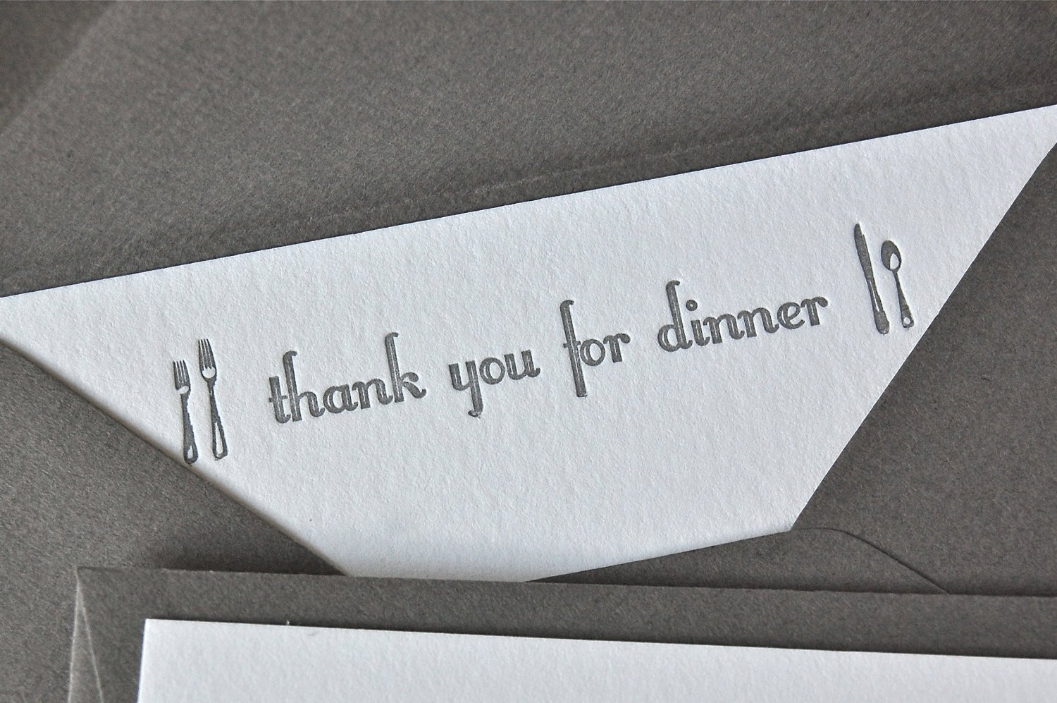Thank You For Dinner
 Thank you for dinner note card Silver Grey letterpress