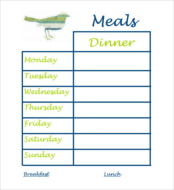 The Dinner Daily
 Dinner Schedule Template 5 Free Word Pdf Excel