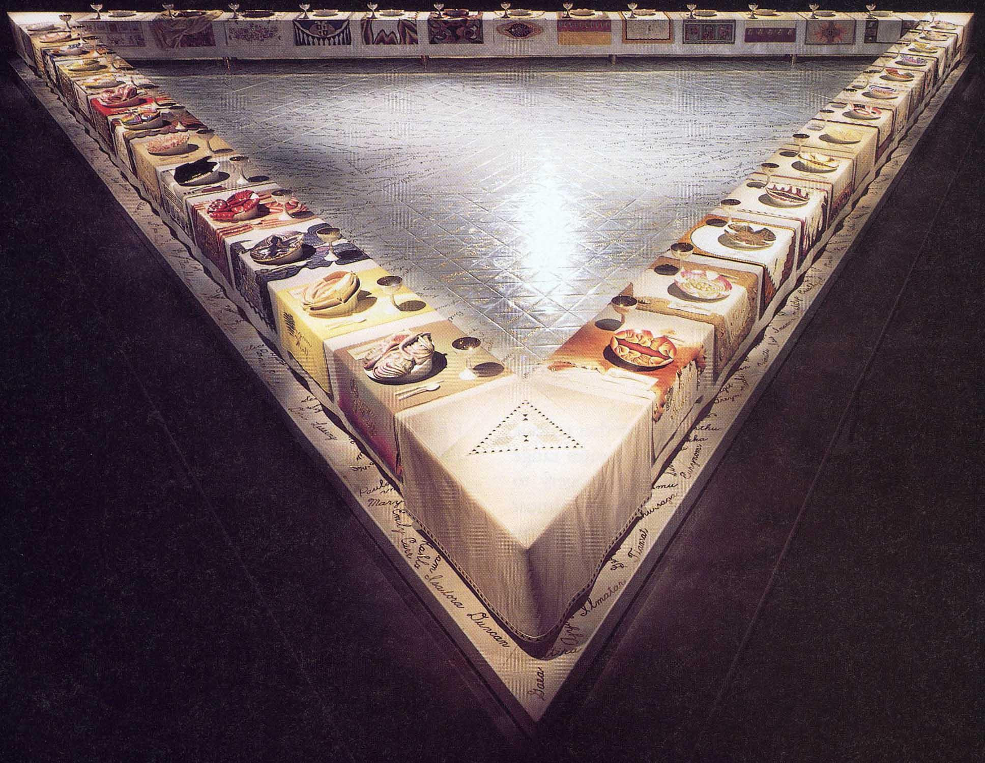 The Dinner Party Judy Chicago
 Must Know Works 4 Art History Art 1023 h01 with Harvey