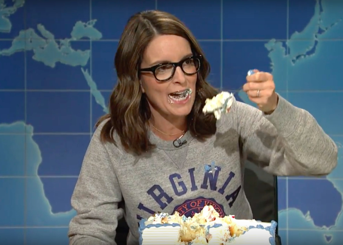 Tina Fey Sheet Cake
 Tina Fey talks Charlottesville eats cake