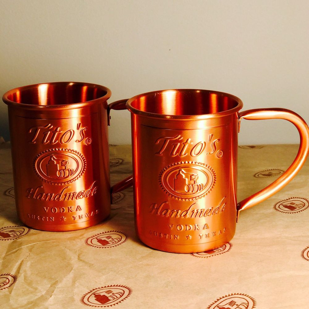 Tito'S Vodka Drinks
 2 Tito s Vodka Copper Moscow Mule Mug Set New 2x