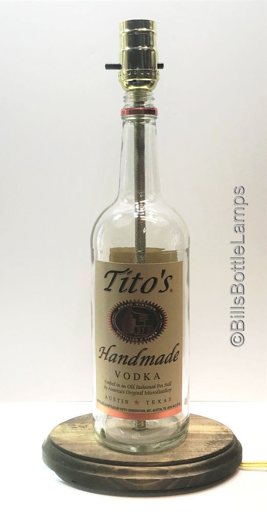 Tito'S Vodka Drinks
 TITO S Vodka Bottle TABLE LAMP LIGHT w Wood Base & LED