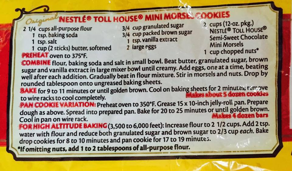 Toll House Cookies Recipe
 You Drive Me CrAfTy NESTLE TOLL HOUSE MINI MORSEL COOKIES