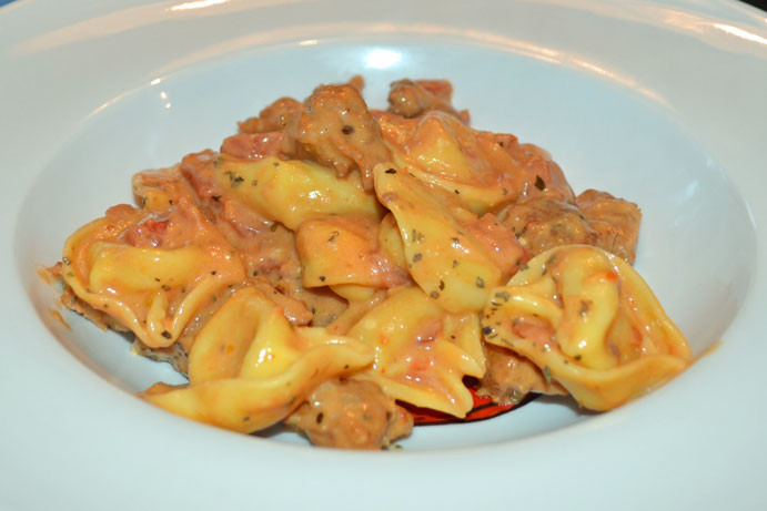 Tomato Alfredo Sauce
 Tortellini with Sausage in Sun Dried Tomato Alfredo Sauce