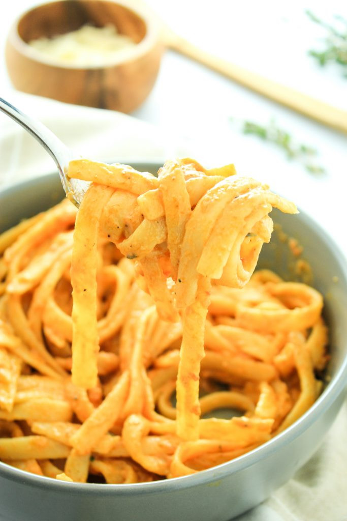 Tomato Alfredo Sauce
 5 Minute Vegan Sun Dried Tomato Alfredo from The Fitchen