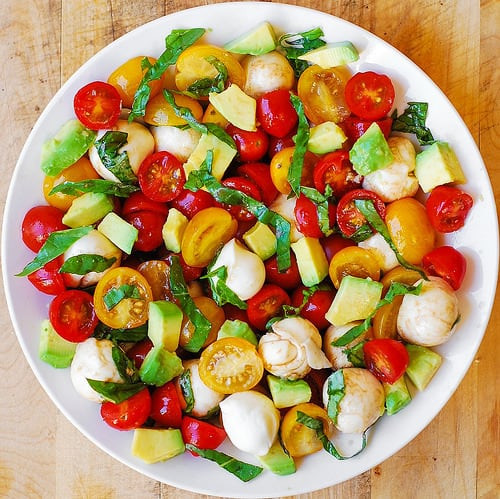 Tomato And Mozzarella Salad
 Tomato Basil Avocado Mozzarella Salad with Balsamic