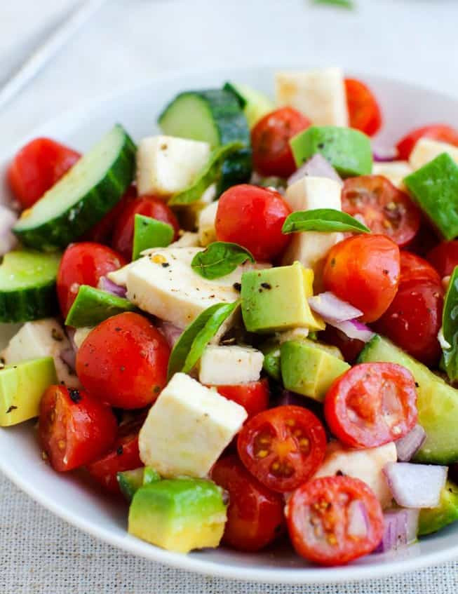 Tomato And Mozzarella Salad
 Tomato Cucumber and Mozzarella Cheese Salad Happily