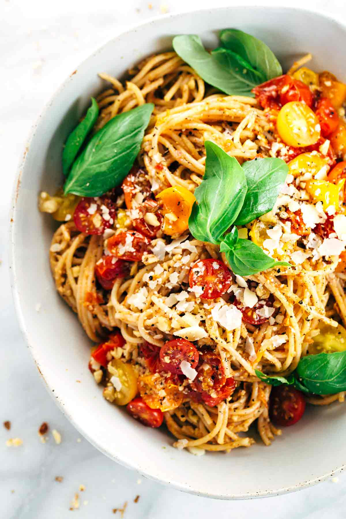 Tomato Basil Pasta
 Roasted Tomato Basil Pesto Spaghetti Pasta Recipe