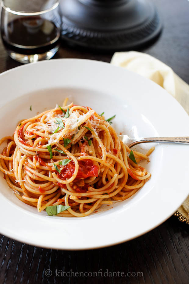 Tomato Basil Pasta Sauce
 Spaghetti with Fresh Tomato Basil Sauce All Clad Sauté