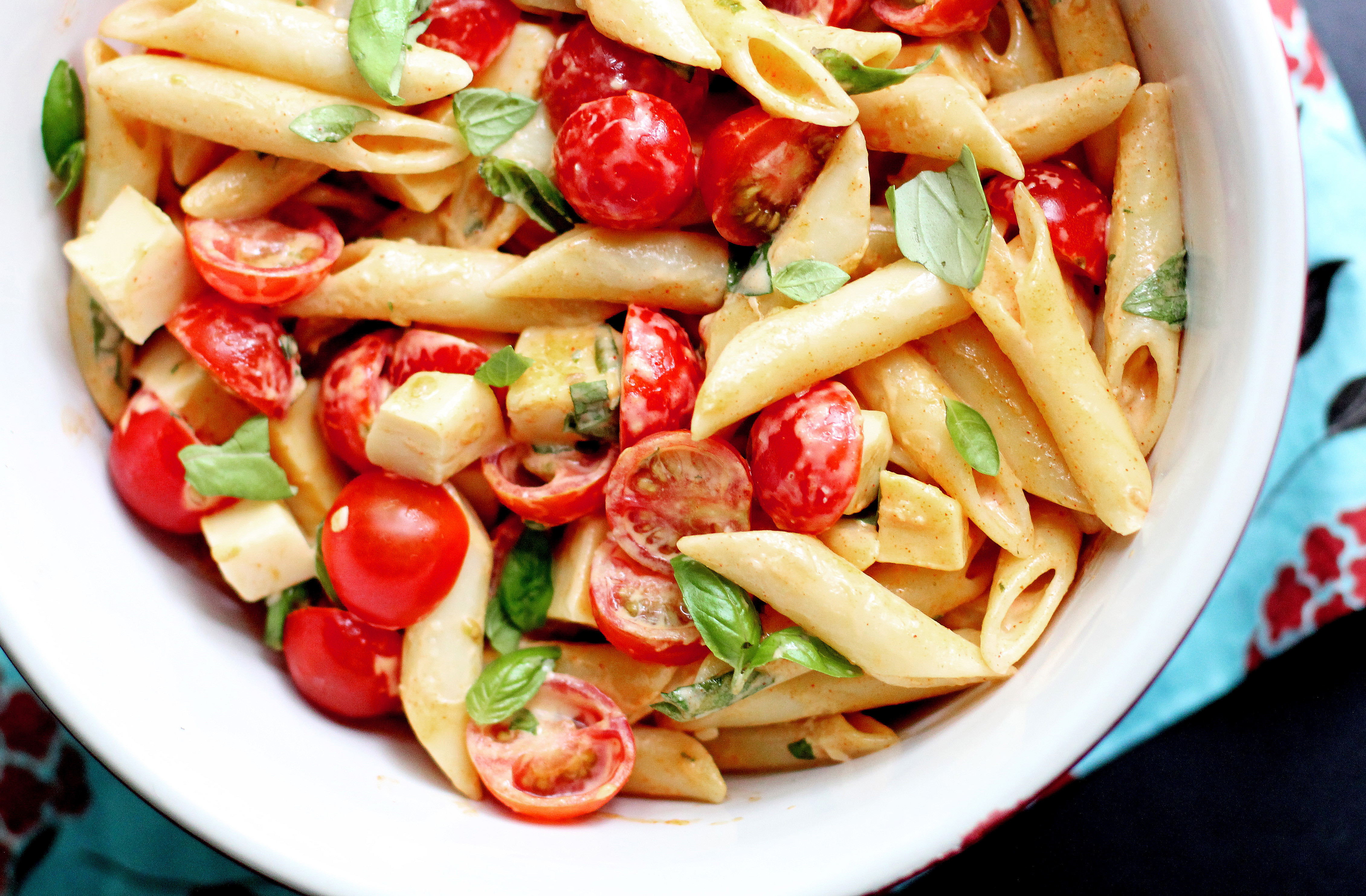 Tomato Basil Pasta
 tomato basil pasta with fresh mozzarella recipe